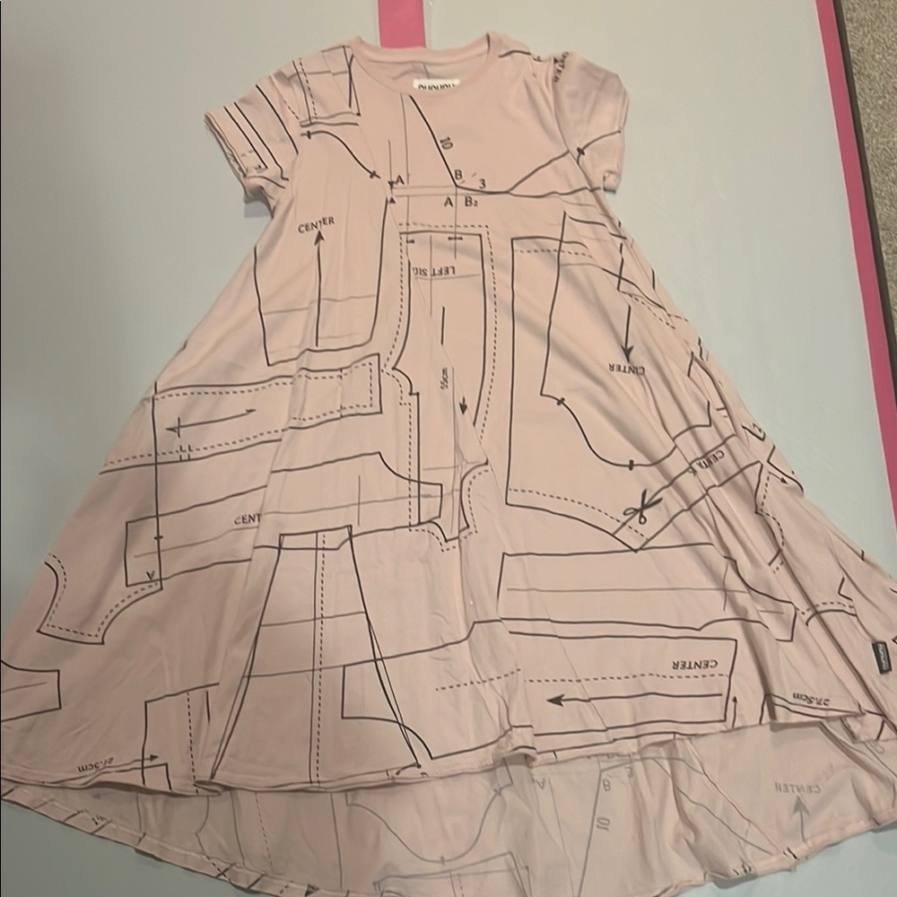 Nununu Tan A-Line Dress with Pleated Tiered Design